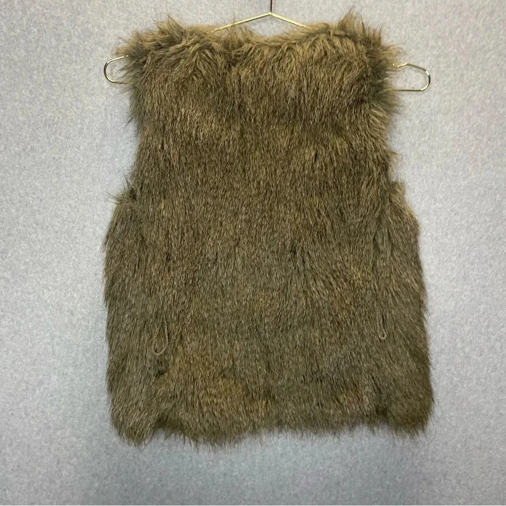 J Crew Silk and Vegan Faux Boho Hippie Fur Vest